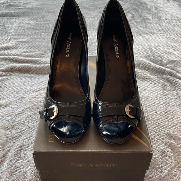 Enzo Angliolini Peep Toe Black Heels - Size 9 - Picture 2 of 10